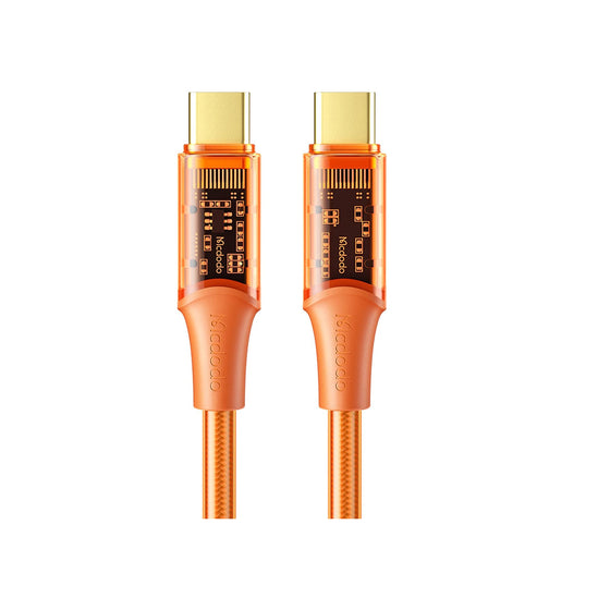MCdodo Cable Type-C to Type-C 100W Transparent Data Cable 1.2m Orange