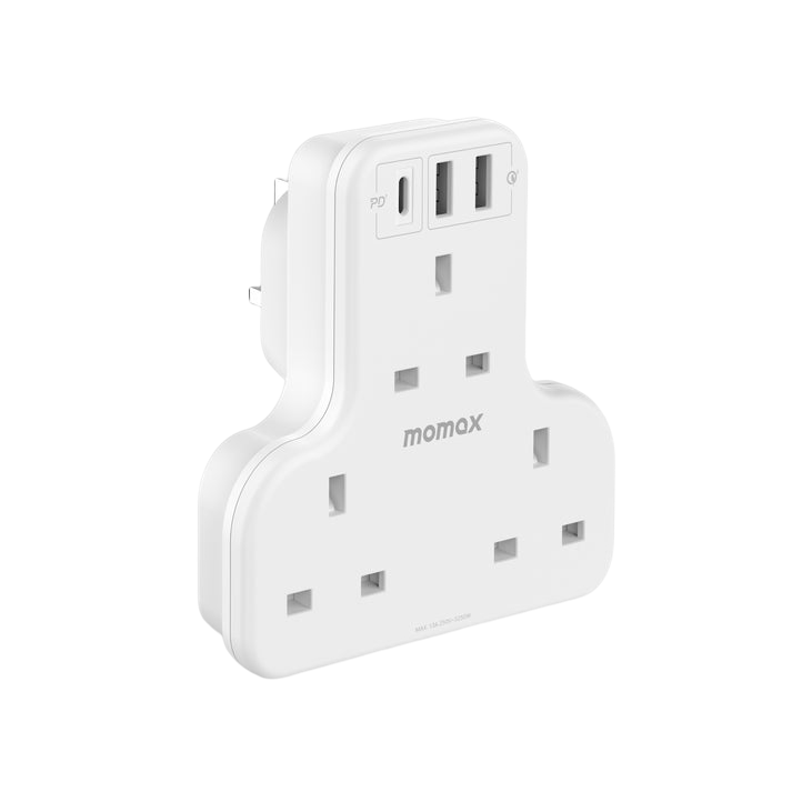 Momax ONEPLUG 3-Outlet T-shaped Extension Socket With USB