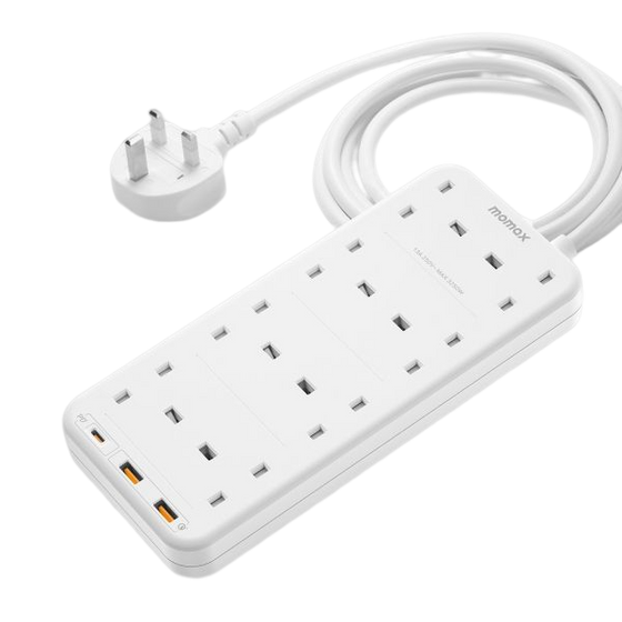 MOMAX ONEPLUG 8-Outlet Power Strip With 2X-USB + PD20W