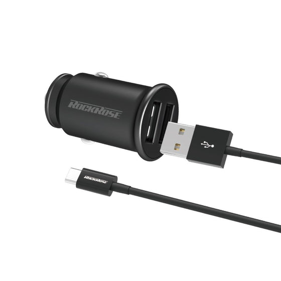 ROCKROSE RRRCC01 RANGER P2 12W Dual Port Car Charger with cable
