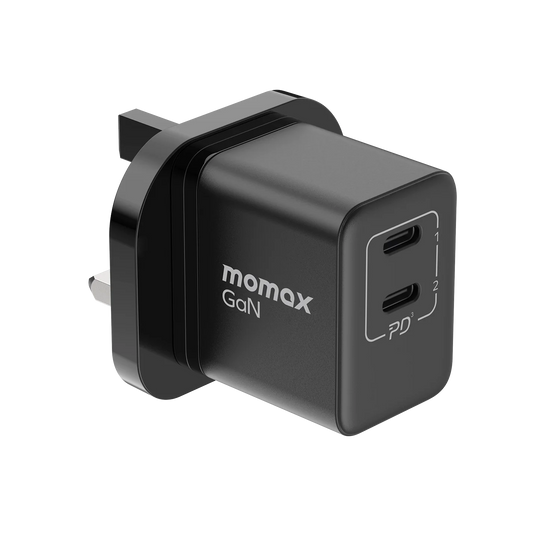 Momax One Plug 35W 2 Port GaN Mini Charger  Black