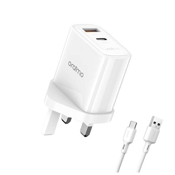 Oraimo PowerGaN 25W  Charger With USB-C Cable  White