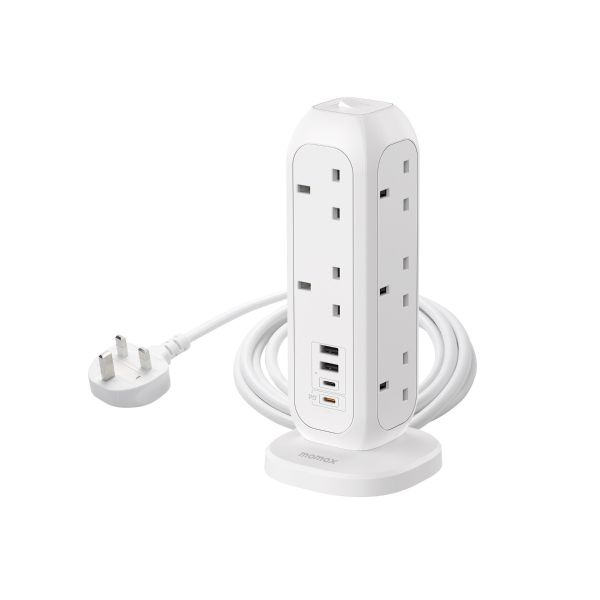 Momax ONEPLUG 11 Outlet Power Strip With USB White