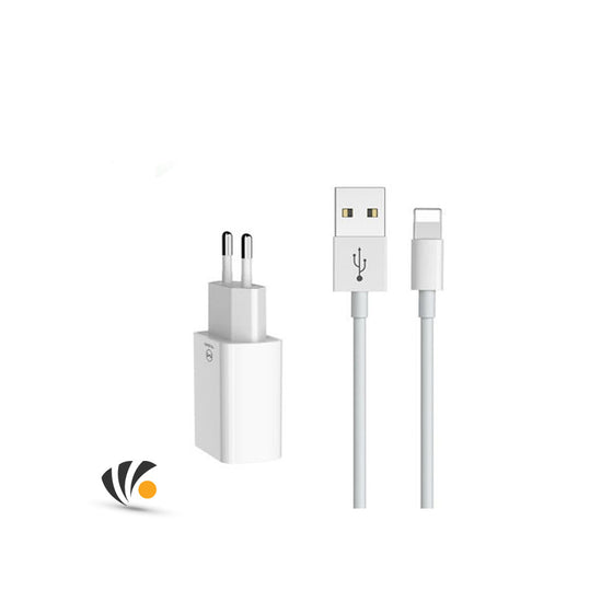 Mcdodo Dual USB Fast Travel Charger With Lightning Cable 1M white