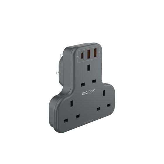 MOMAX ONEPLUG  3-Outlet T-shaped Extension Socket With USB