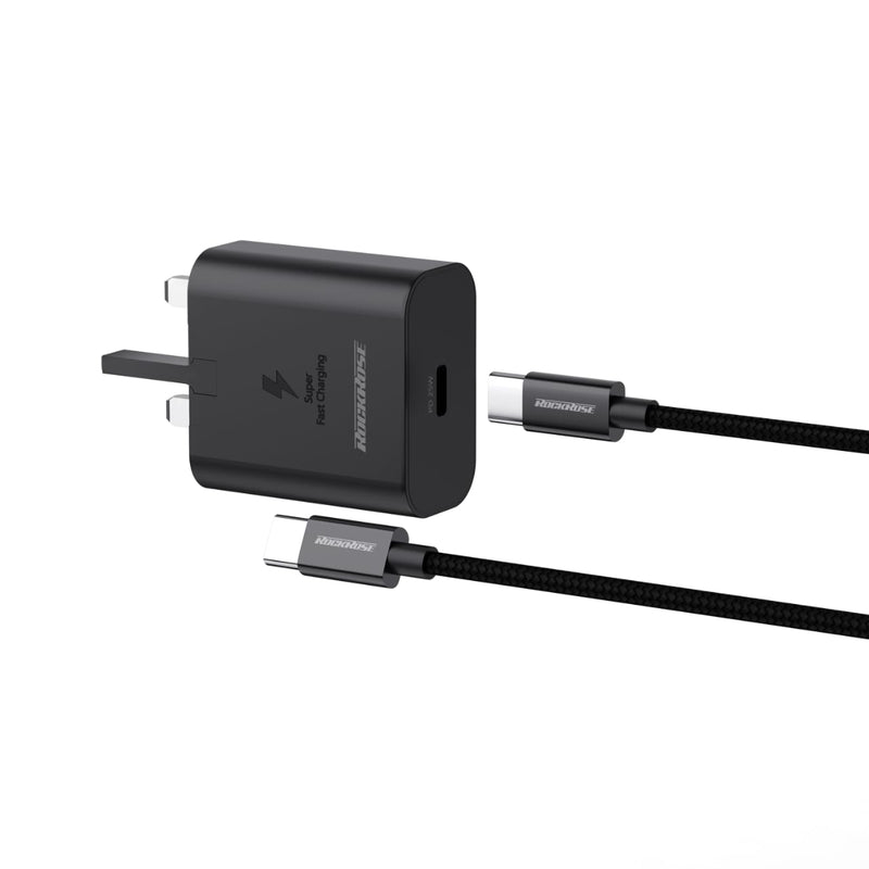 Rockrose Charger Wall USB-C 25W PD (UK) With USB-C Cable