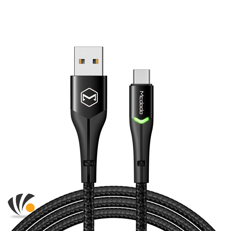 MCdodo Type-C 1M Breathing Light Fast Charging Data Cable Black