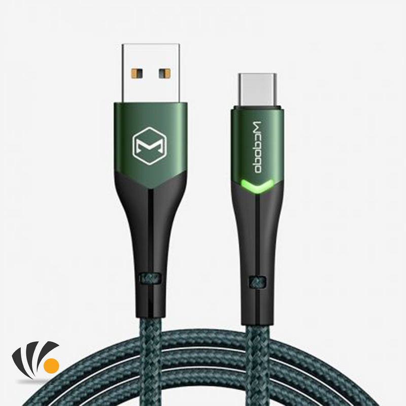 MCdodo Type-C 1M Breathing Light Fast Charging Data Cable Green